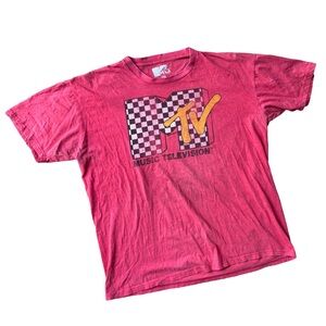 MTV Music Television Men's Checkered Logo T-Shirt